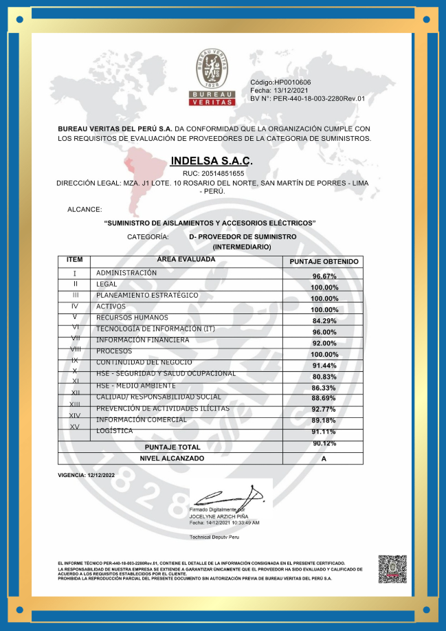 Certificación Indelsa